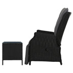 Gardeon Adjustable Wicker Recliner Chair Set