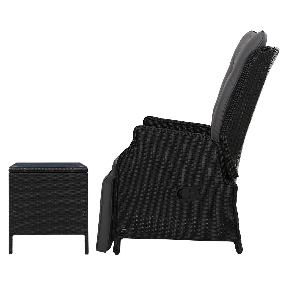 Gardeon Adjustable Wicker Recliner Chair Set