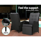 Gardeon Adjustable Wicker Recliner Chair Set