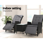 Gardeon Adjustable Wicker Recliner Chair Set
