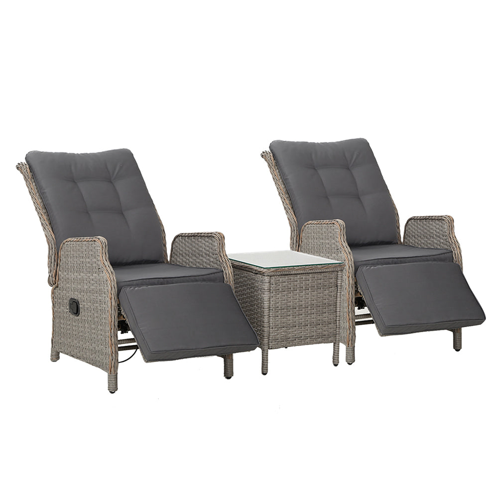 Gardeon Adjustable Wicker Recliner Chair Set