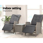 Gardeon Adjustable Wicker Recliner Chair Set