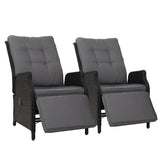 Gardeon Premium Adjustable Wicker Recliner Chairs