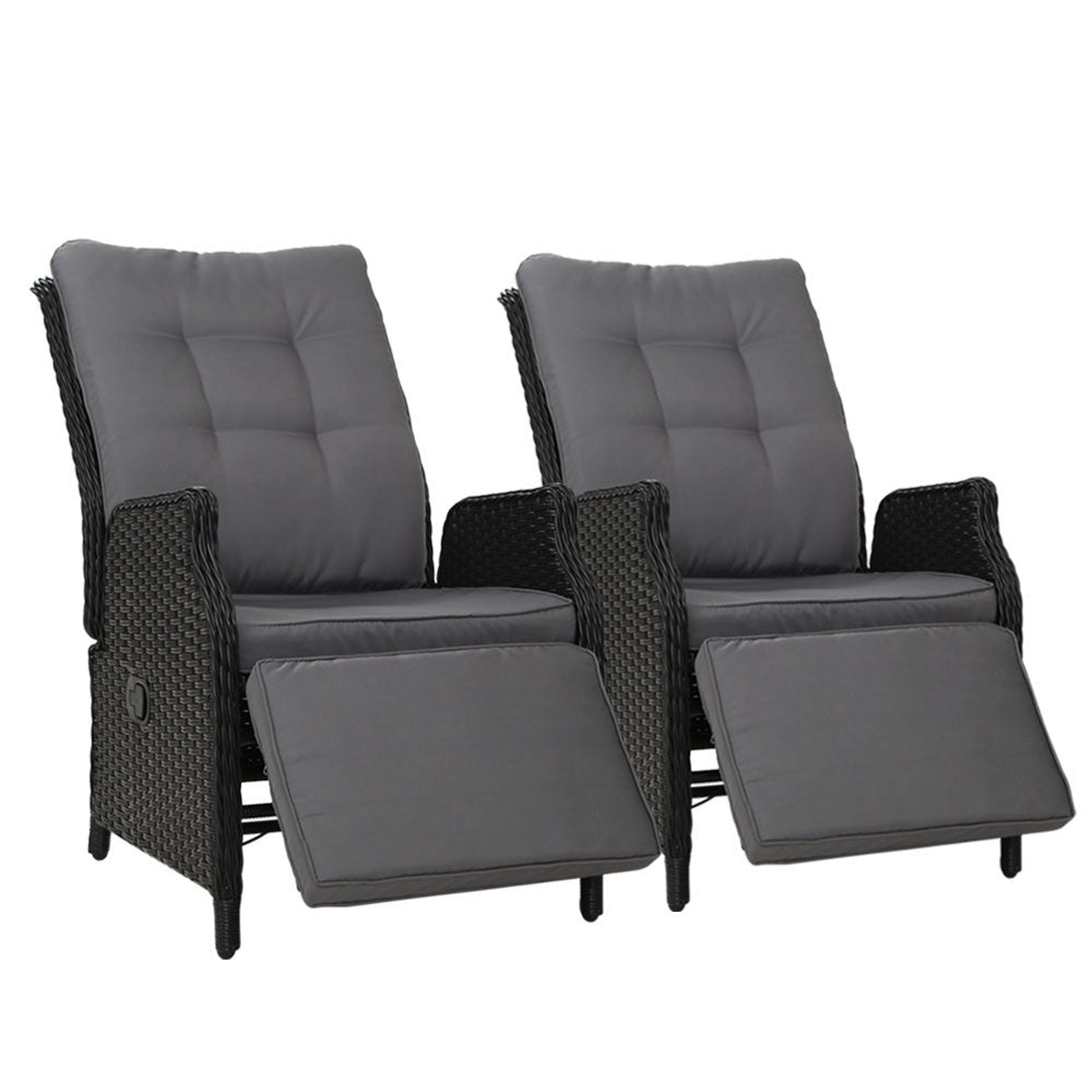Gardeon Premium Adjustable Wicker Recliner Chairs