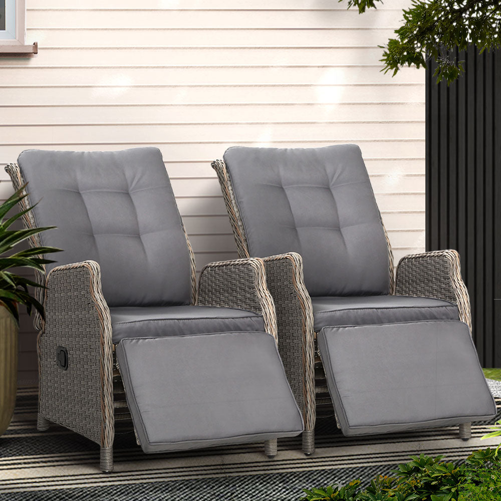 Gardeon Premium Adjustable Wicker Recliner Chairs