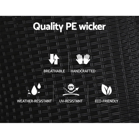 Gardeon Luxury Adjustable Wicker Recliner Set