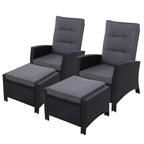 Gardeon Luxury Adjustable Wicker Recliner Set
