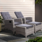 Gardeon Luxury Adjustable Wicker Recliner Set
