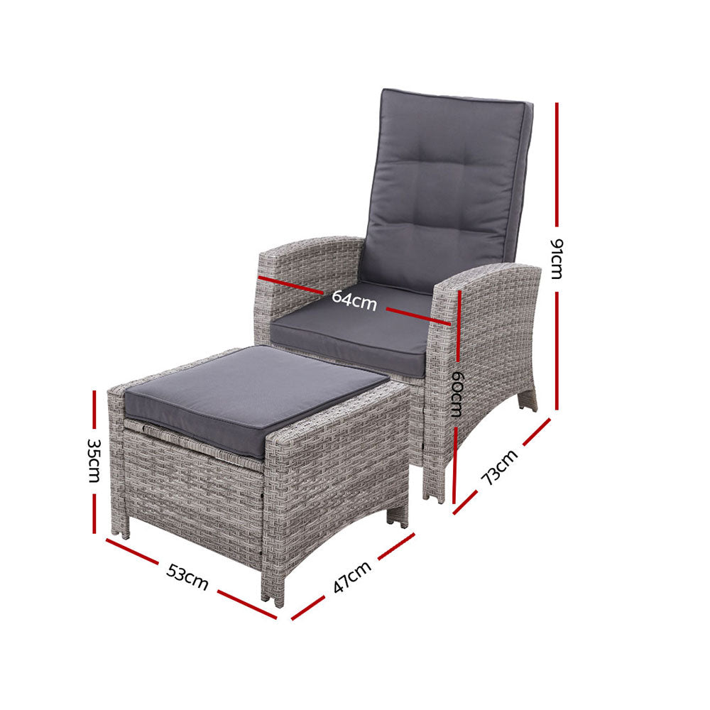 Gardeon Luxury Adjustable Wicker Recliner Set