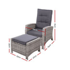 Gardeon Luxury Adjustable Wicker Recliner Set