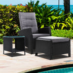 Gardeon 3-Piece Adjustable Wicker Recliner Set
