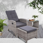 Gardeon 3-Piece Adjustable Wicker Recliner Set