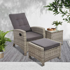 Gardeon 3-Piece Adjustable Wicker Recliner Set