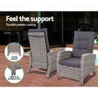 Gardeon 3-Piece Adjustable Wicker Recliner Set