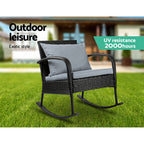 Gardeon Black Wicker Outdoor Rocking Chair