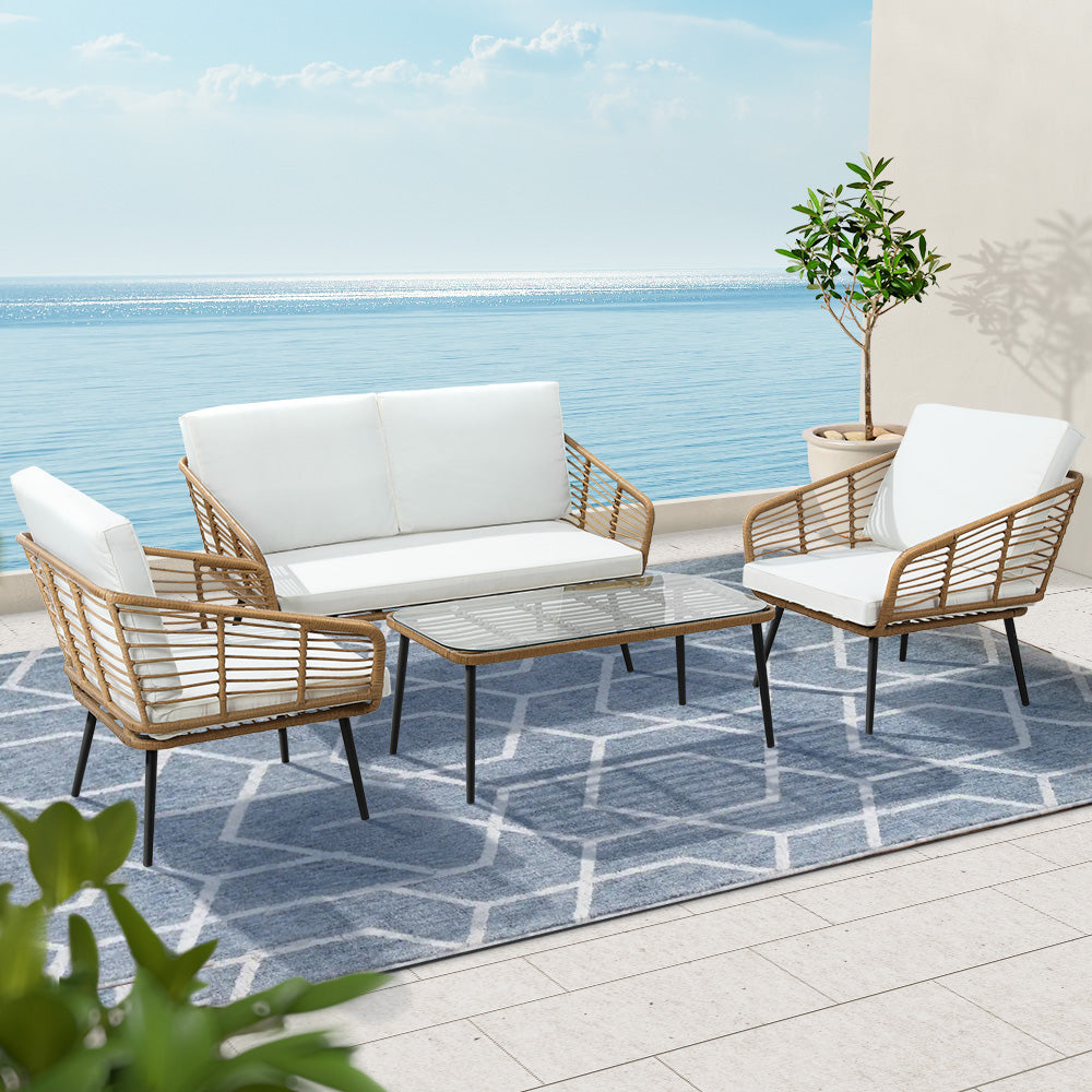 Gardeon Elegant Rattan 4-Piece Outdoor Sofa Set