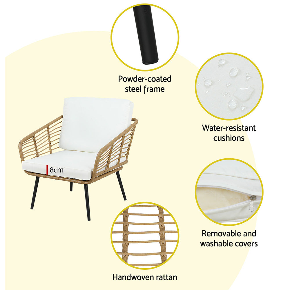 Gardeon Elegant Rattan 4-Piece Outdoor Sofa Set