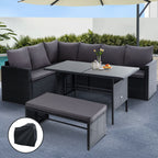Gardeon Black Outdoor Sofa Dining Set