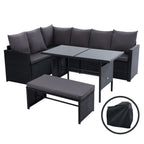 Gardeon Black Outdoor Sofa Dining Set