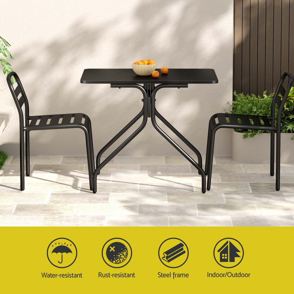 Gardeon Black Steel 3-Piece Bistro Set