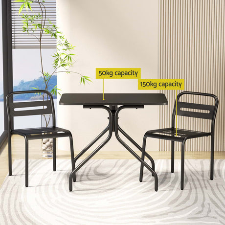 Gardeon Black Steel 3-Piece Bistro Set