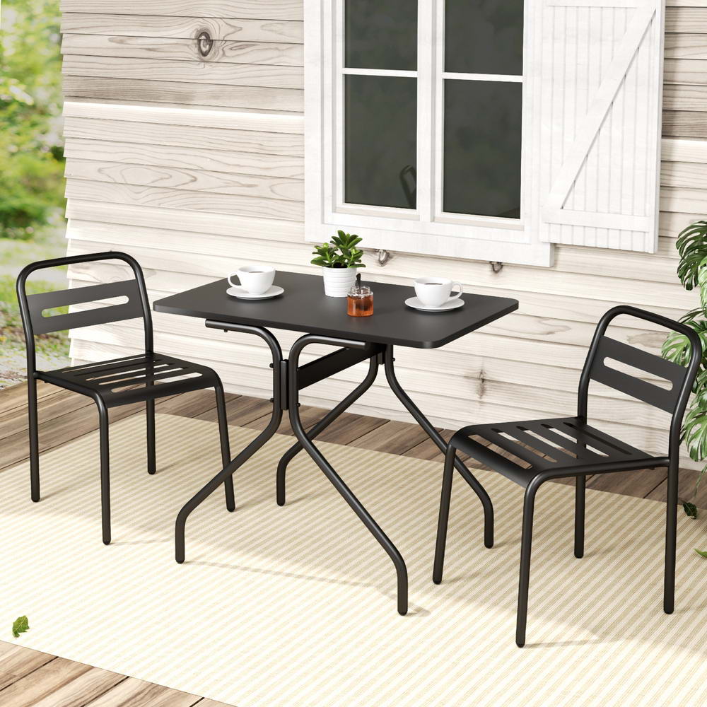Gardeon Black Steel 3-Piece Bistro Set