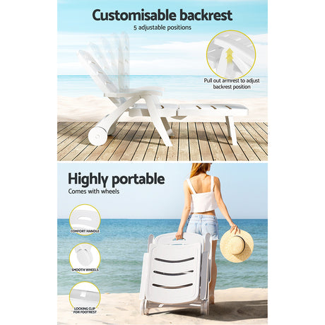 Gardeon Portable Folding Sun Lounger