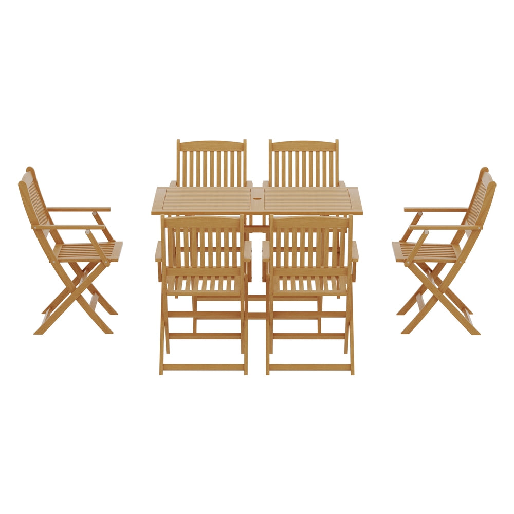 Gardeon Acacia Wood 7-Piece Outdoor Dining Set