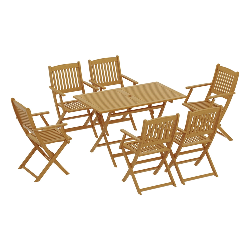 Gardeon Acacia Wood 7-Piece Outdoor Dining Set