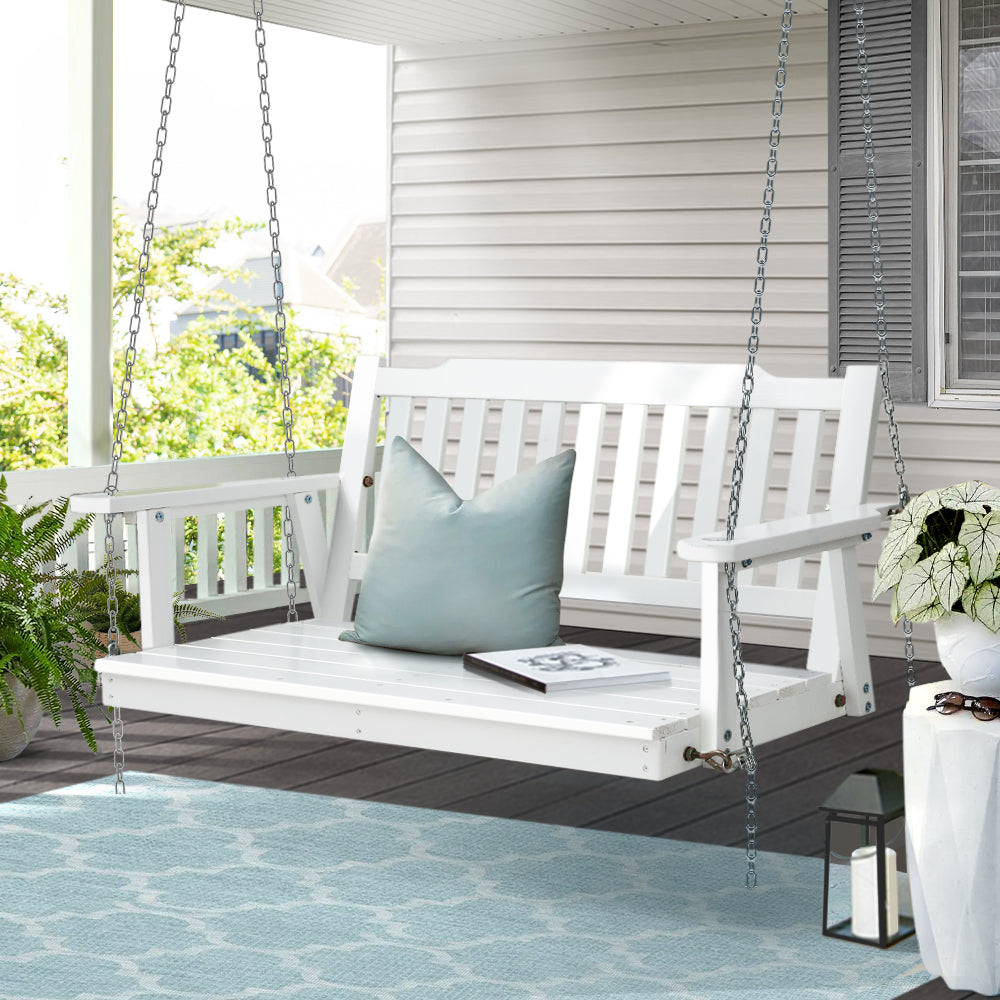Gardeon White Fir Wood Porch Swing Chair