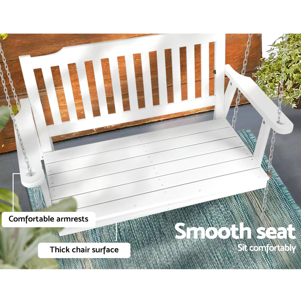 Gardeon White Fir Wood Porch Swing Chair
