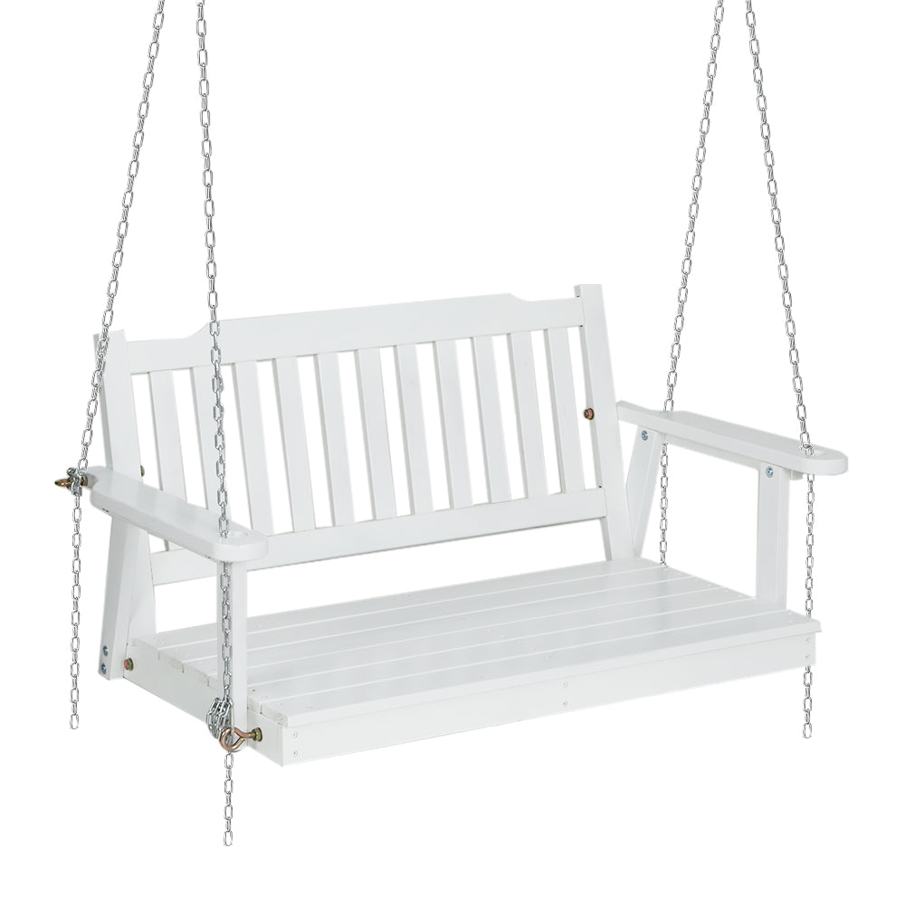 Gardeon White Fir Wood Porch Swing Chair