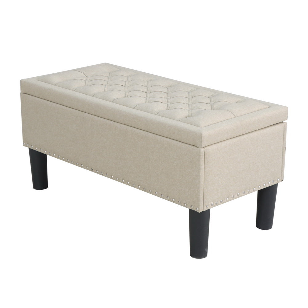 Artiss 96cm Taupe Multi-Functional Storage Ottoman