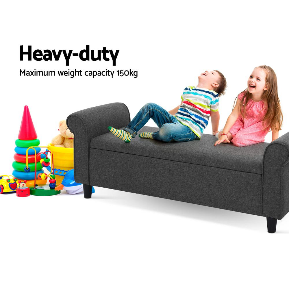 Artiss Elegant Faux Linen Storage Ottoman