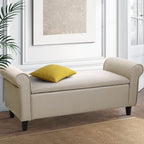 Artiss Elegant Faux Linen Storage Ottoman