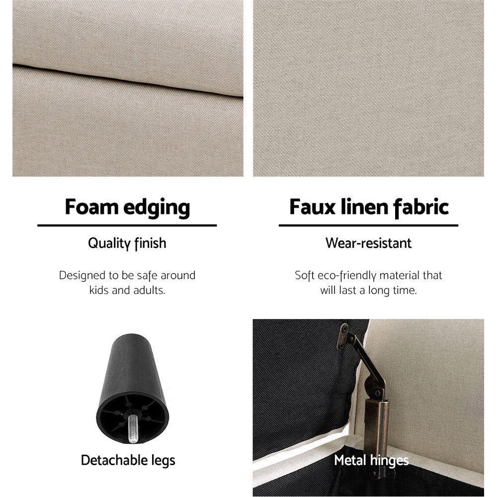 Artiss Elegant Faux Linen Storage Ottoman