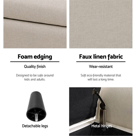 Artiss Elegant Faux Linen Storage Ottoman