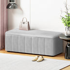 Artiss Velvet Grey Storage Ottoman 103cm