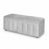 Artiss Velvet Grey Storage Ottoman 103cm