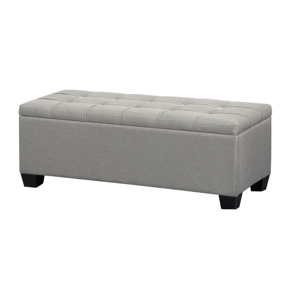 Artiss Grey Linen Storage Ottoman - 97cm
