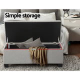 Artiss Grey Linen Storage Ottoman - 97cm