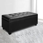 Artiss Black Leather Storage Ottoman 97cm