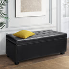 Artiss Black Leather Storage Ottoman 97cm