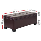 Artiss Brown PU Leather Storage Ottoman