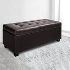 Artiss Brown PU Leather Storage Ottoman