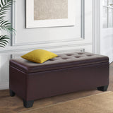 Artiss Brown PU Leather Storage Ottoman