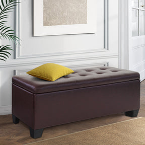 Artiss Brown PU Leather Storage Ottoman