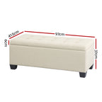 Artiss Beige Linen Storage Ottoman 97cm