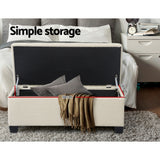 Artiss Beige Linen Storage Ottoman 97cm