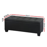 Artiss Black Linen Multi-Functional Storage Ottoman
